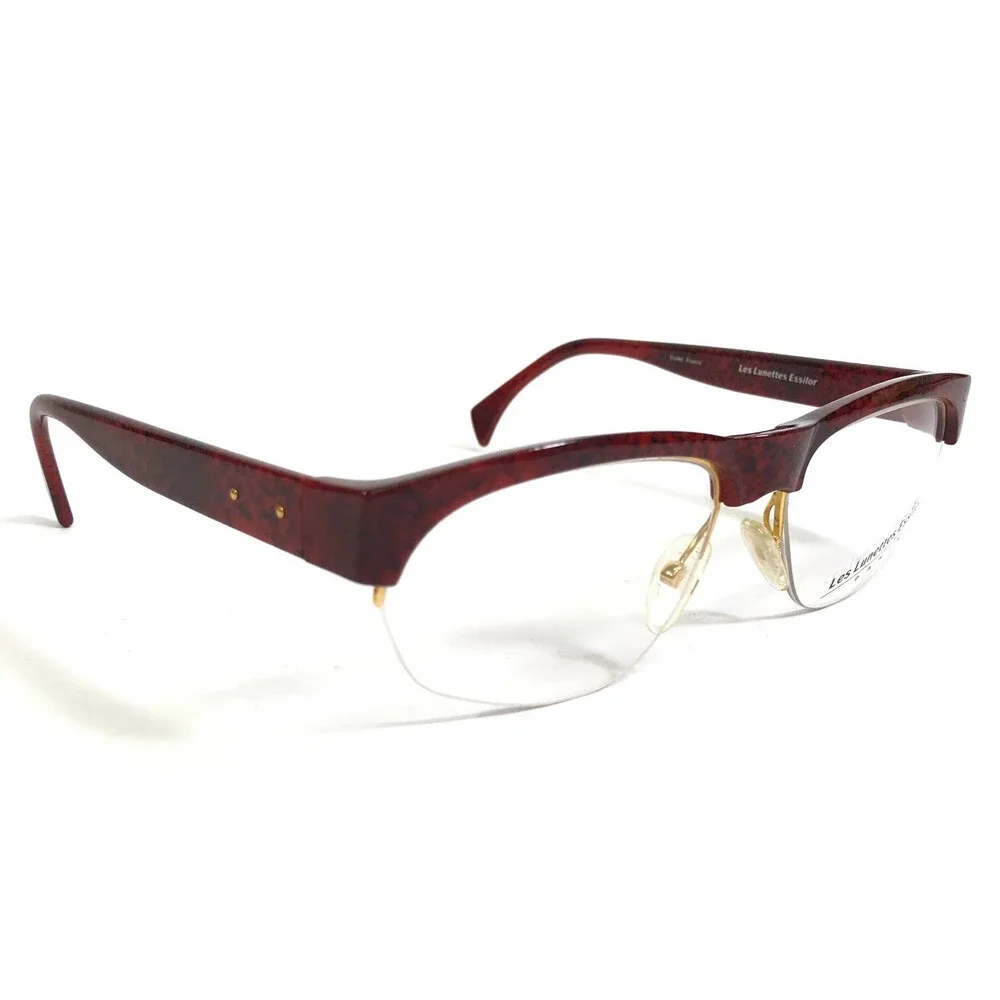Vintage Les Lunettes Essilor Eyeglasses Frames 089 62 003 Red Half Rim 57-16-130